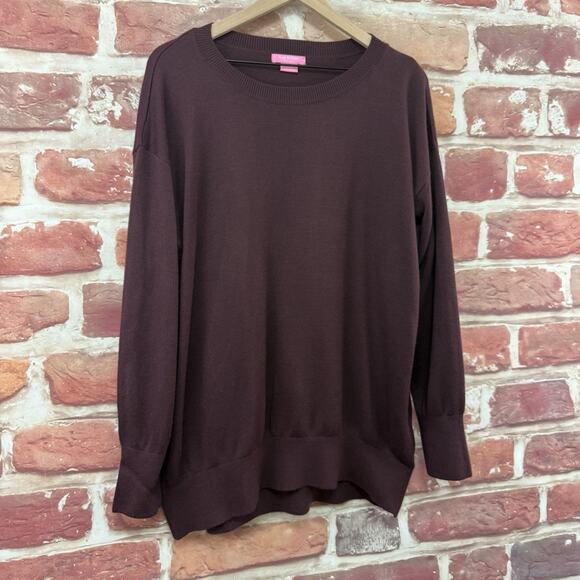 Isaac Mizrahi Sweater Women's. XXL Maroon Brown Casual Popover Tunic Knit - Picture 2 of 8